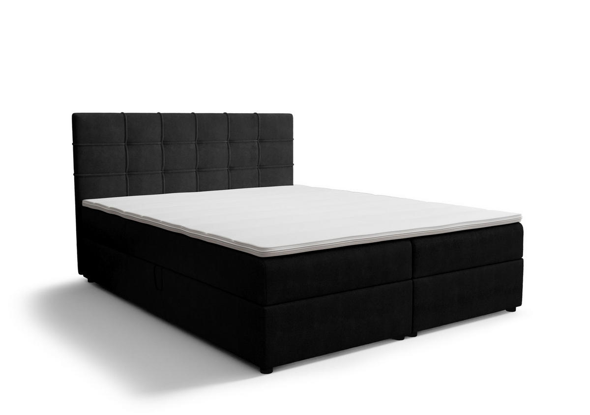 BOXBETT KIDA mit Matratze H3, Bonell und Topper 120x200 Curio 99 - Schwarz, Textil (120/200cm) - Bedante