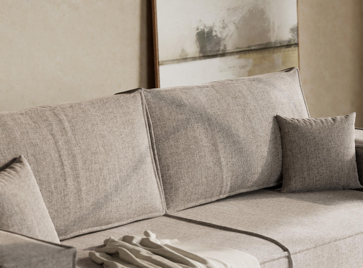 ROZKLÁDACÍ POHOVKA Milos, textil, šedobéžový - šedá/černá, dřevo/kompozitní dřevo (255/70/105cm) - Maison de Reve