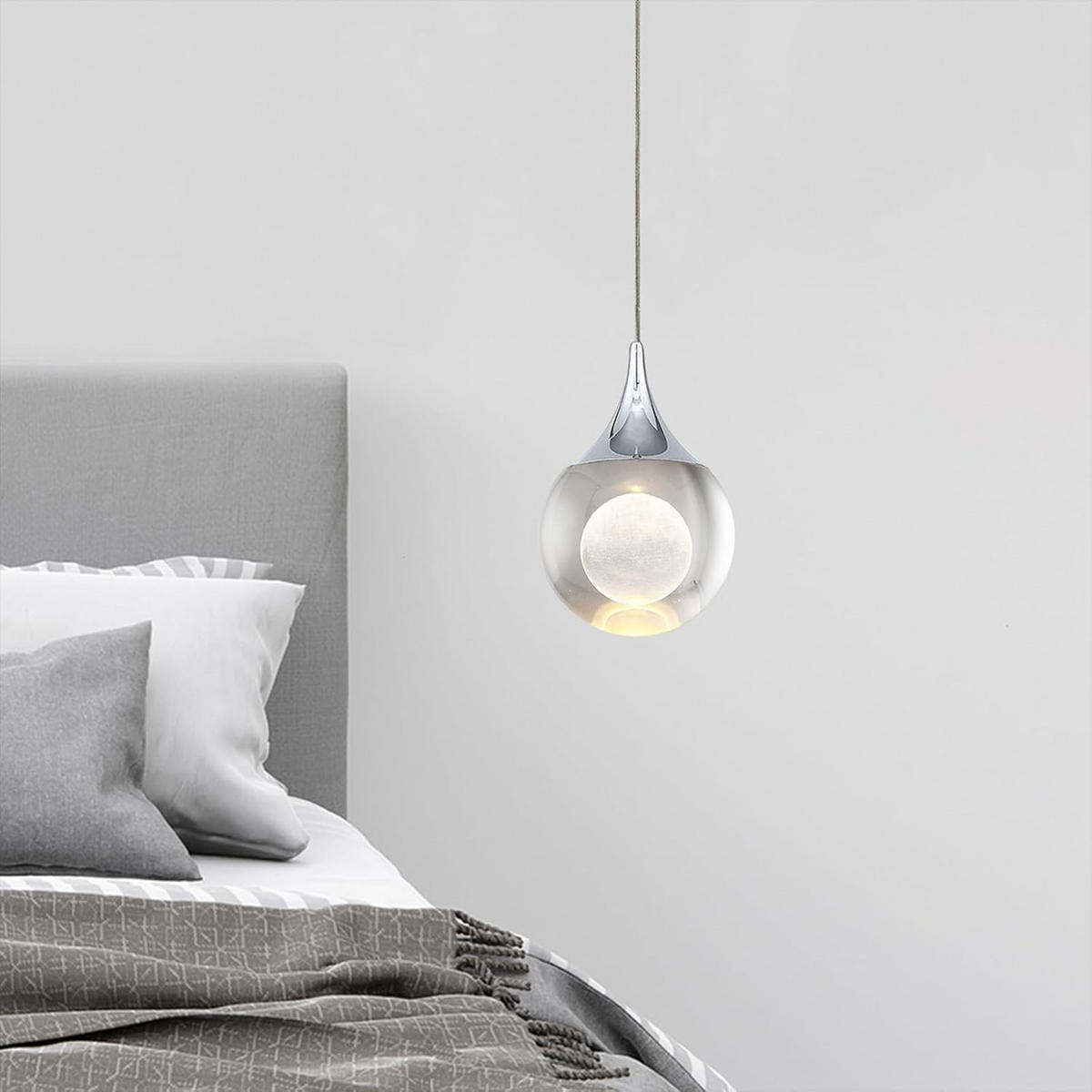PENDELLEUCHTE Kristall Modern Chrom Mini, Kücheninsel Deckenleuchte Bad - Silberfarben, Metall (10/23/25cm) - Weltevree