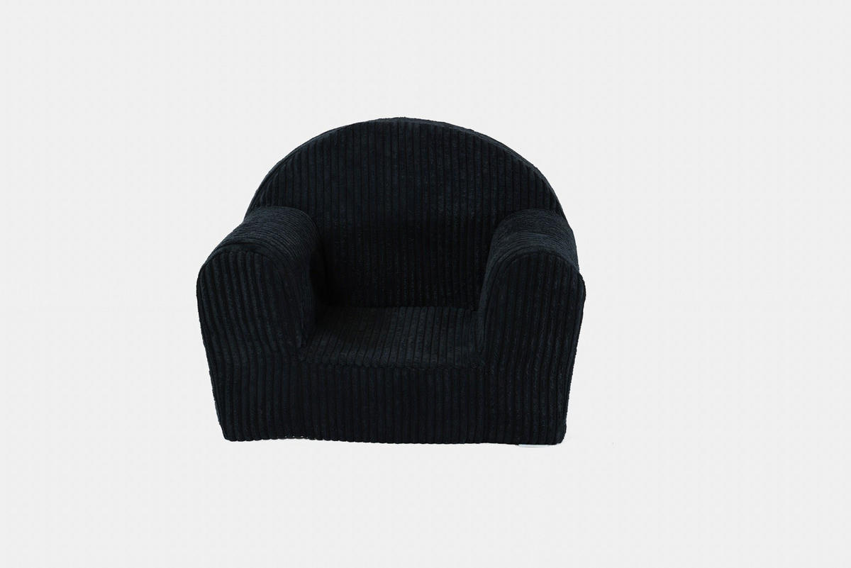 KINDERSESSEL MINI aus Kuschel-Cord in Schwarz - Schwarz, Textil (40/39/33cm) - Fortisline