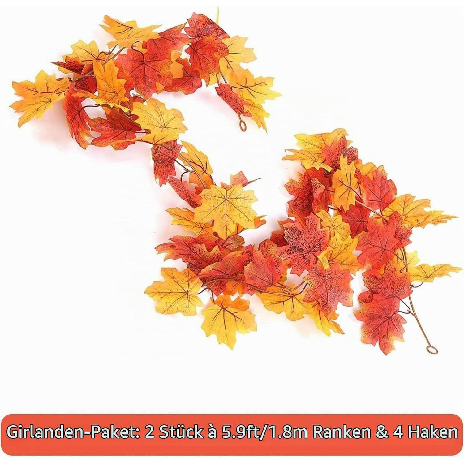 HERBSTGIRLANDE 2-teiliges Set 1.8 m Ahornblätter - Multicolor, Kunststoff (5cm)