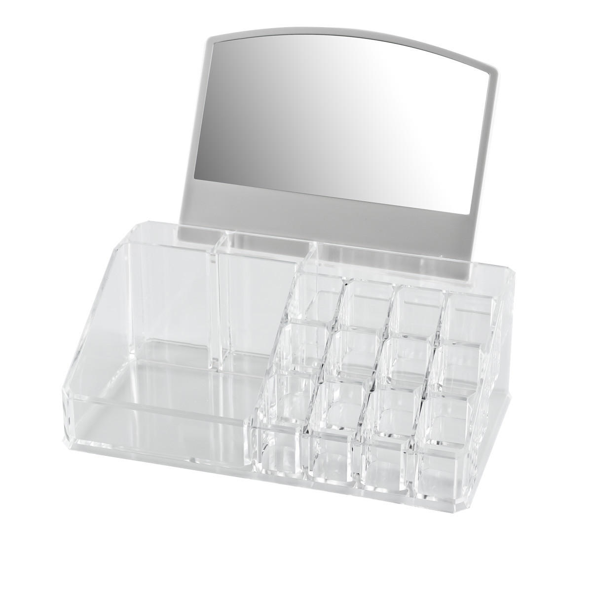 KOSMETIKORGANIZER, Spiegel abnehmbar, groß - Transparent, Kunststoff (22.5/13.5/19cm) - bremermann