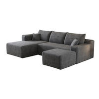 ECKSOFA 241 cm aus Stoff mit Cordbezug und Chaise Lounge Dunkelgrau - Dunkelgrau, Textil (151/241cm) - Modenvie