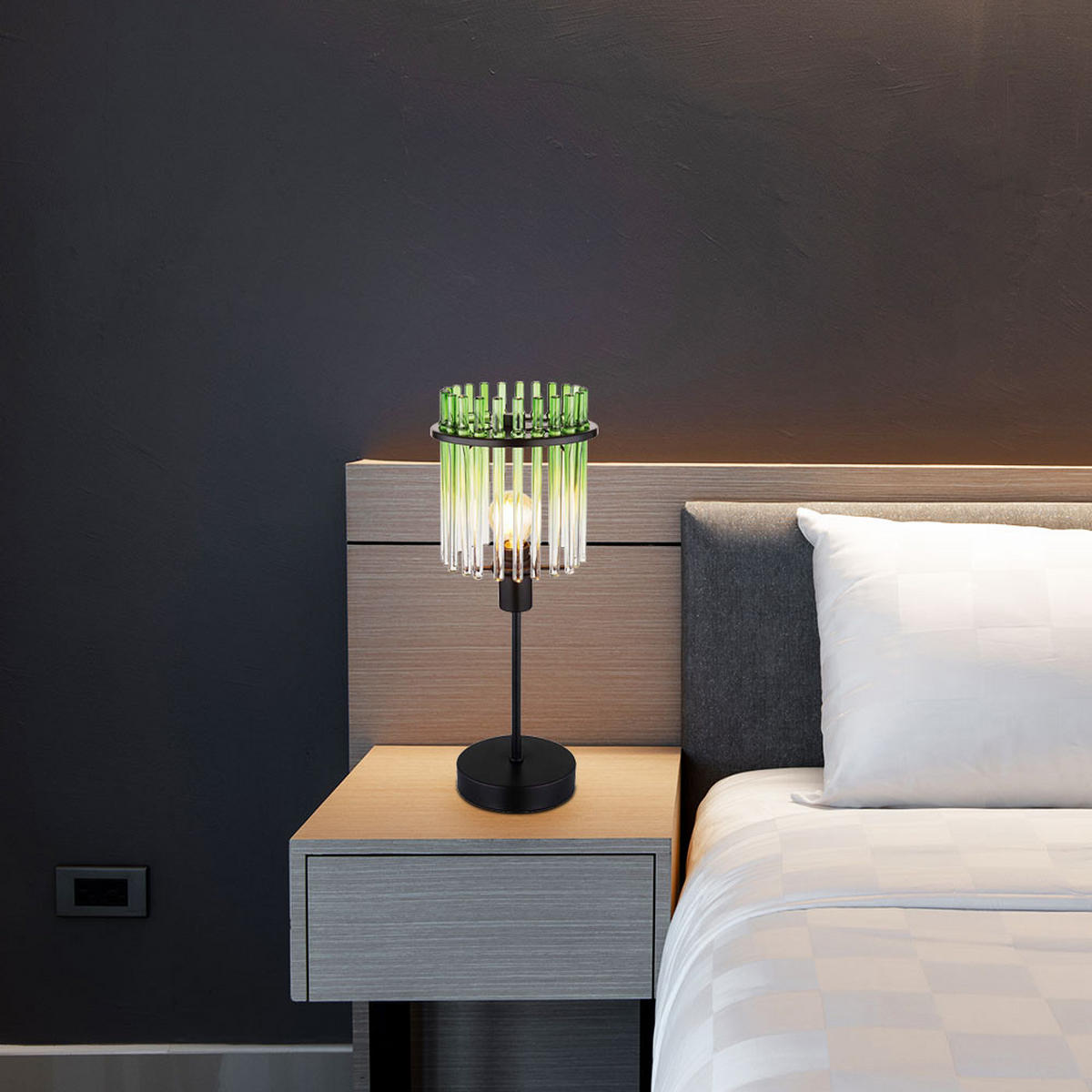 TISCHLEUCHTE GORLEY Metall Grün - Grün, Glas (15/15/37.5cm) - Globo Lighting