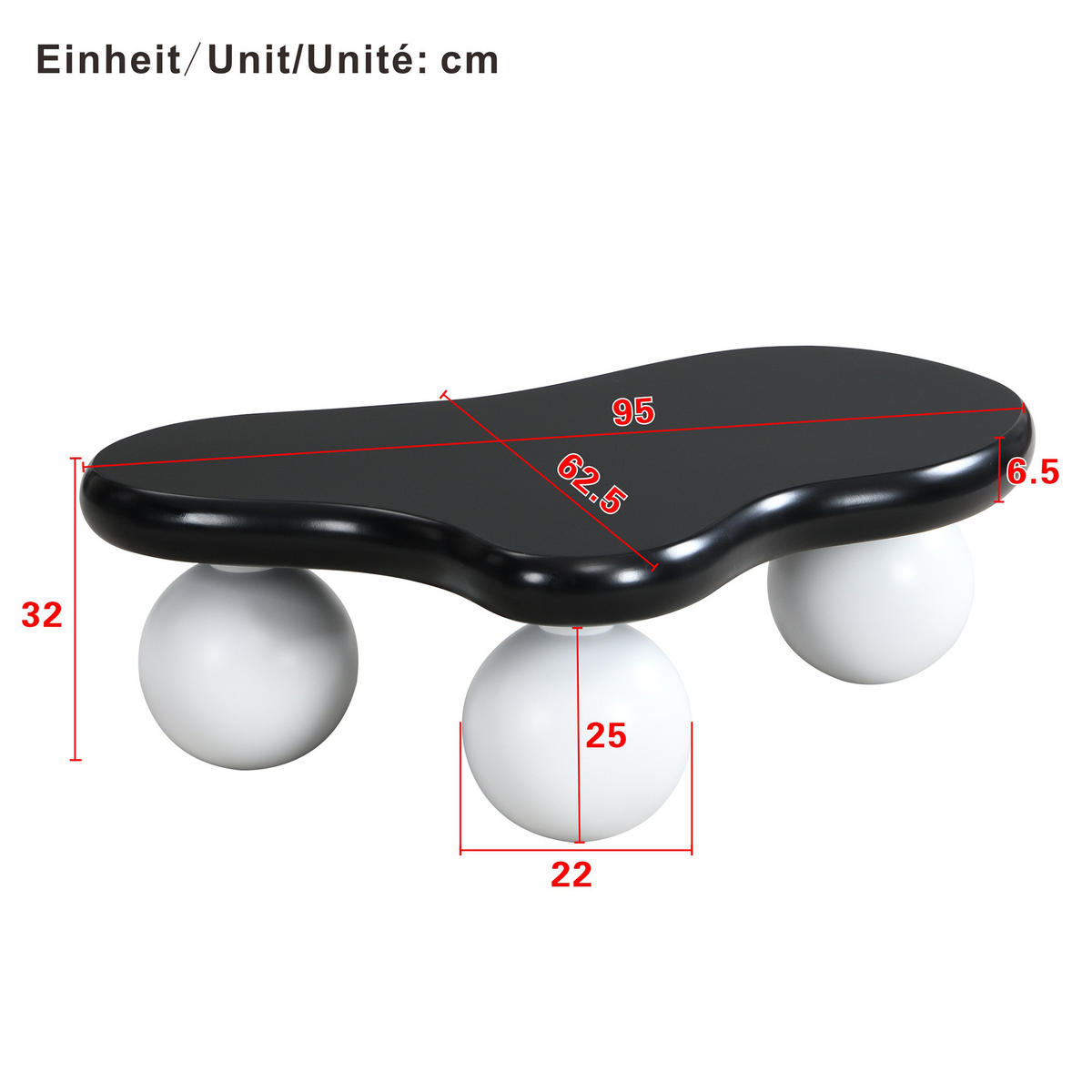 COUCHTISCH aus MDF 95x62,5x32 cm in Schwarz mit LED-Beleuchtung - Schwarz, Holzwerkstoff (95/62.5/32cm) - Modfu