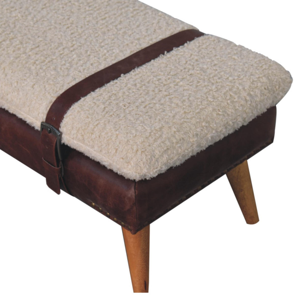 BANK Bouclé, Mahagoni - Braun, Holz (90/40/35cm) - Artisan Furniture