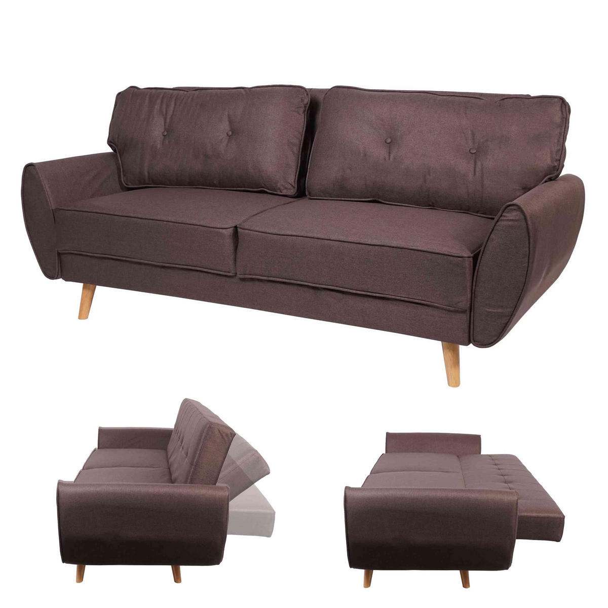 3ER-SOFA Braun - Braun, Textil (203/94/116cm) - MCW