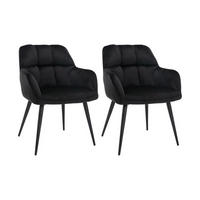 STUHL 2er-Set - Samt & Metall - Schwarz - PEGA - Schwarz, Textil (62/78/58.5cm) - Pascal Morabito