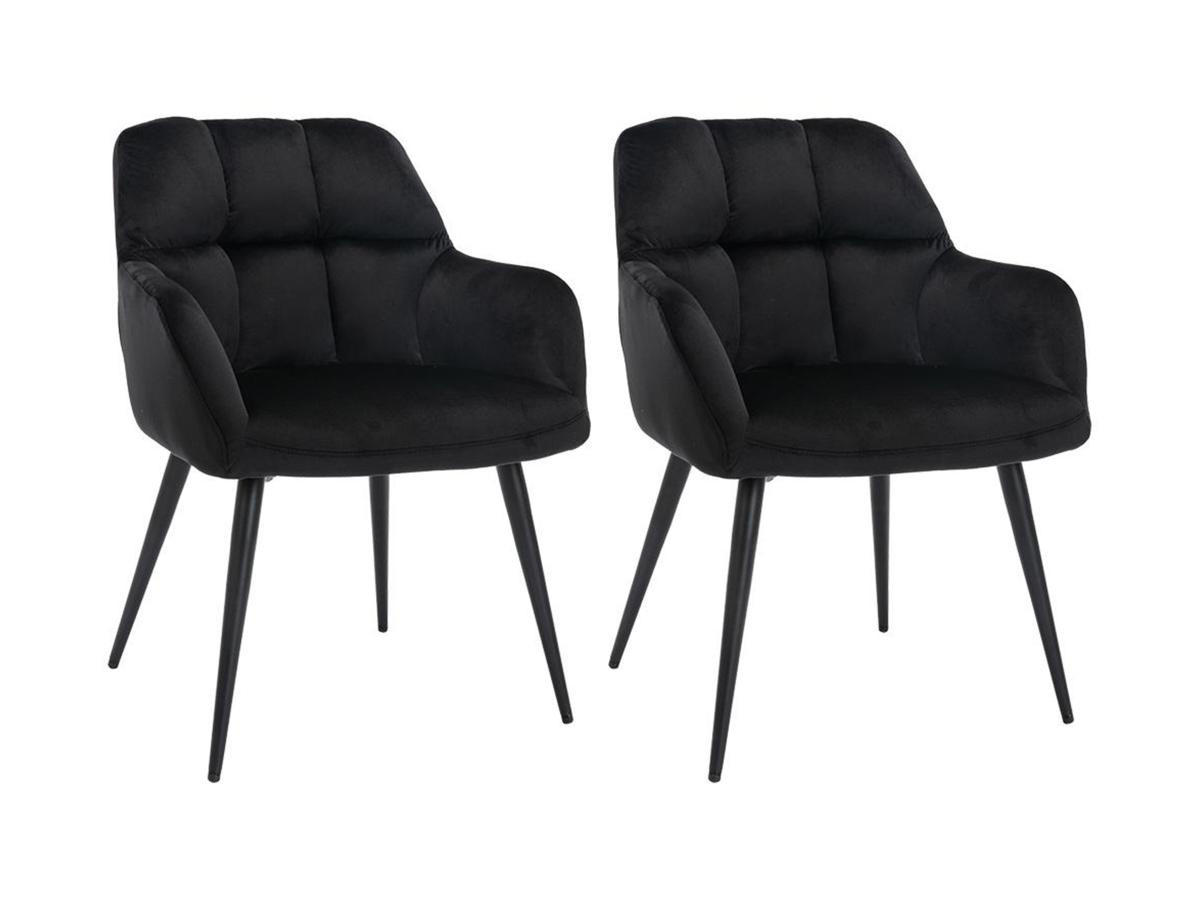 STUHL 2er-Set - Samt & Metall - Schwarz - PEGA - Schwarz, Textil (62/78/58.5cm) - Pascal Morabito