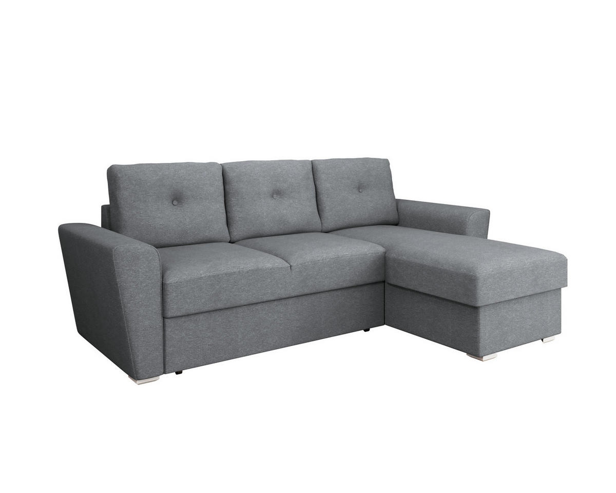 ECKSOFA Bellano Ecksofa L-Form - links oder rechts montierbar, dunkelgrau - Dunkelgrau, Holz (243/156cm) - Homesy
