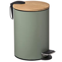 KOSMETIKEIMER mit Bambusdeckel Modern 3 l 17/17/24 cm - Grün, Metall (17/24/17cm) - 5five Simply Smart