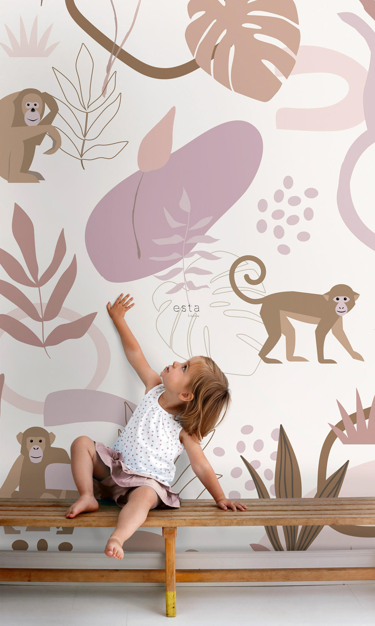 FOTOTAPETE Affen 200 x 279 cm - Pink, Papier (200/279cm) - ESTAhome