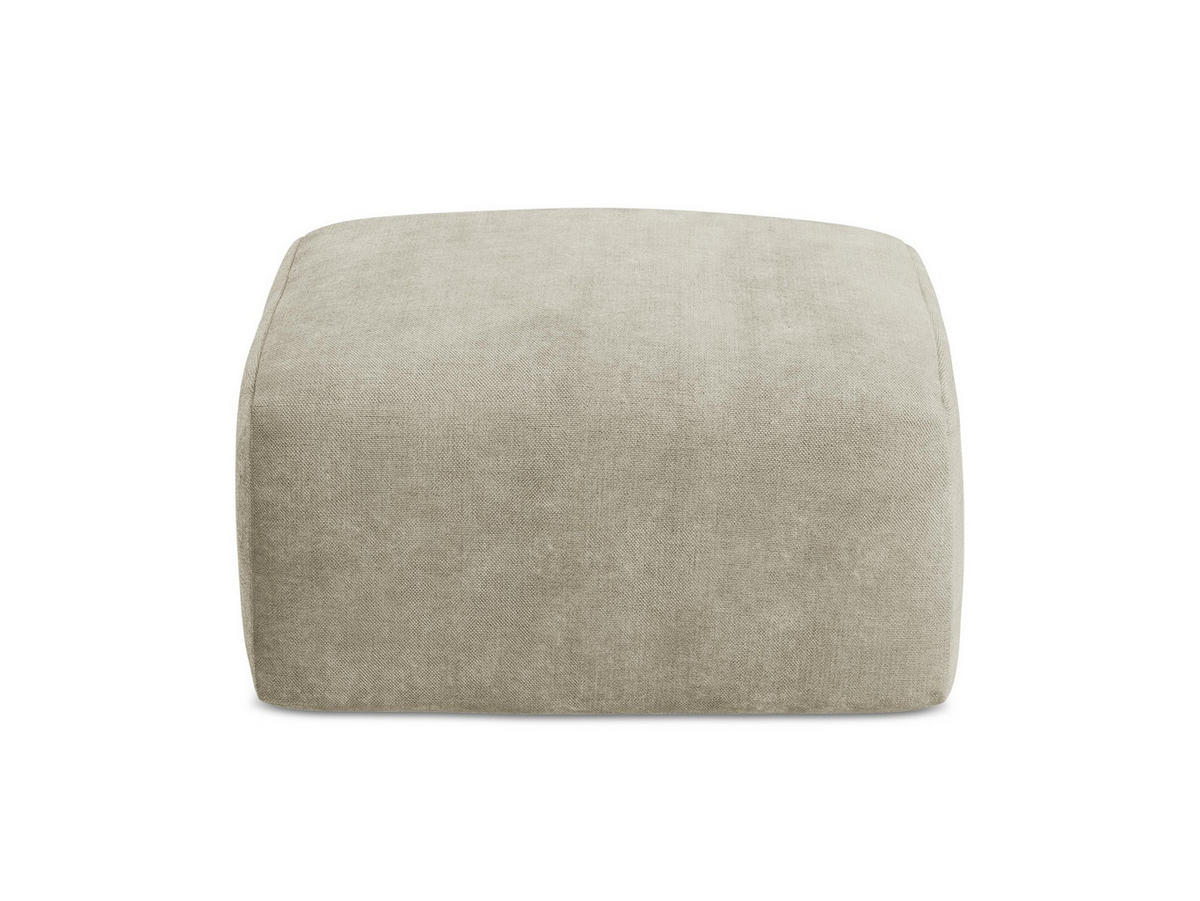 POUF Chenille Stoff Beige - Beige/Schwarz, Holzwerkstoff/Kunststoff (65/40/65cm) - Makamii