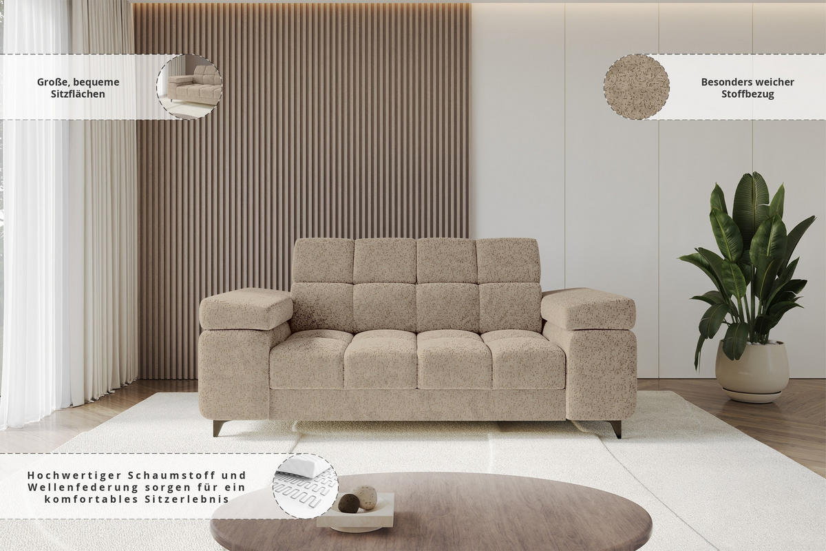 SOFA 2-Sitzer LORD-S1 194x97x90 cm Braun Chenille - Braun, Holzwerkstoff/Textil (194/90/97cm) - ALTDECOR
