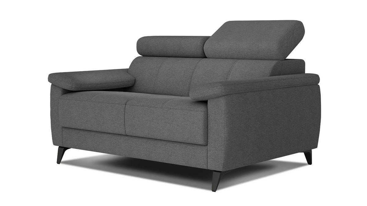 SOFA TAUNUS 2-Sitzer, dunkelgrau - Dunkelgrau/Schwarz, Holzwerkstoff/Textil (141/80/102cm) - Courtois Laville