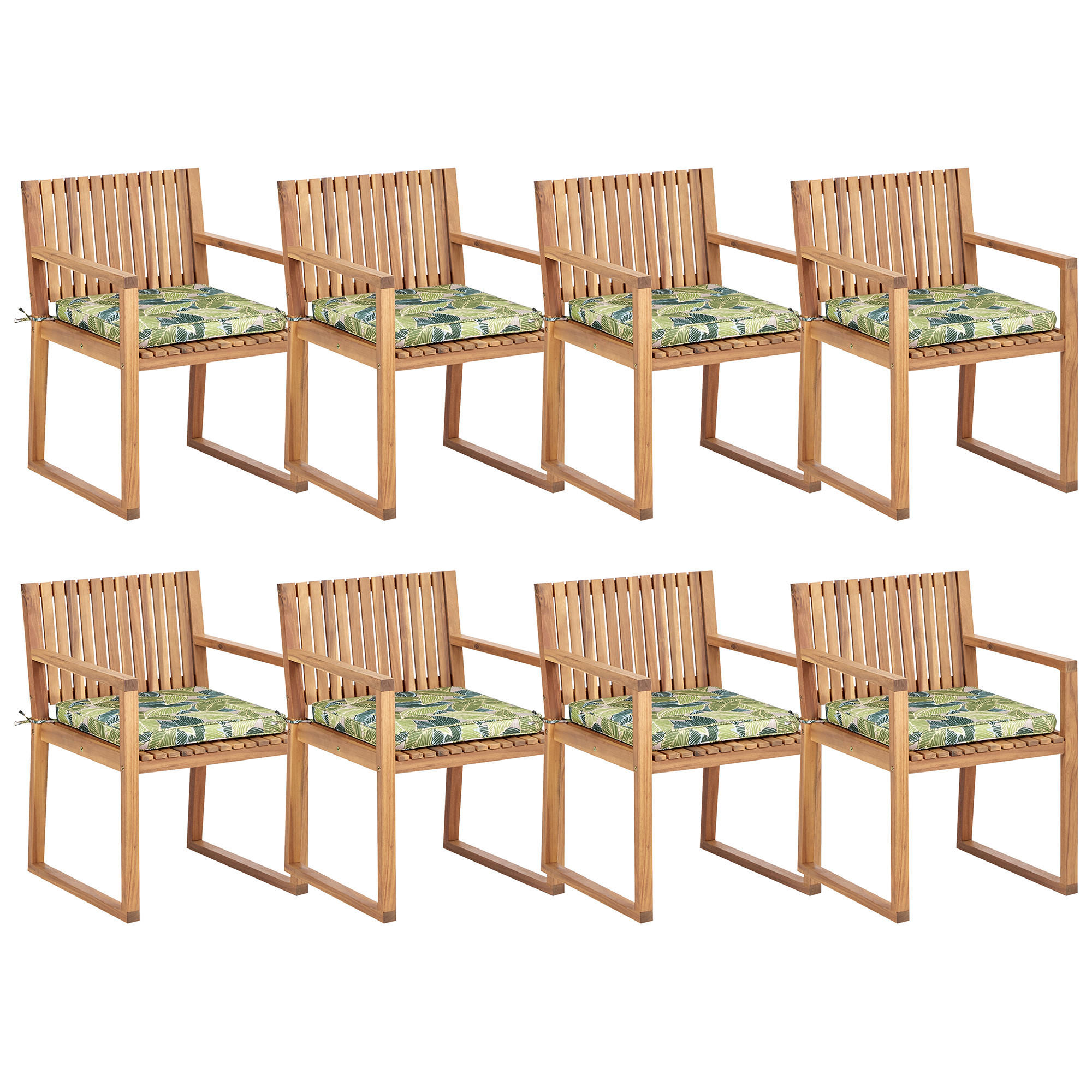 GARTENSTUHL 8er Set Grün Sassari II - Hellbraun/Grün, Holz (54/80/59cm) - Beliani