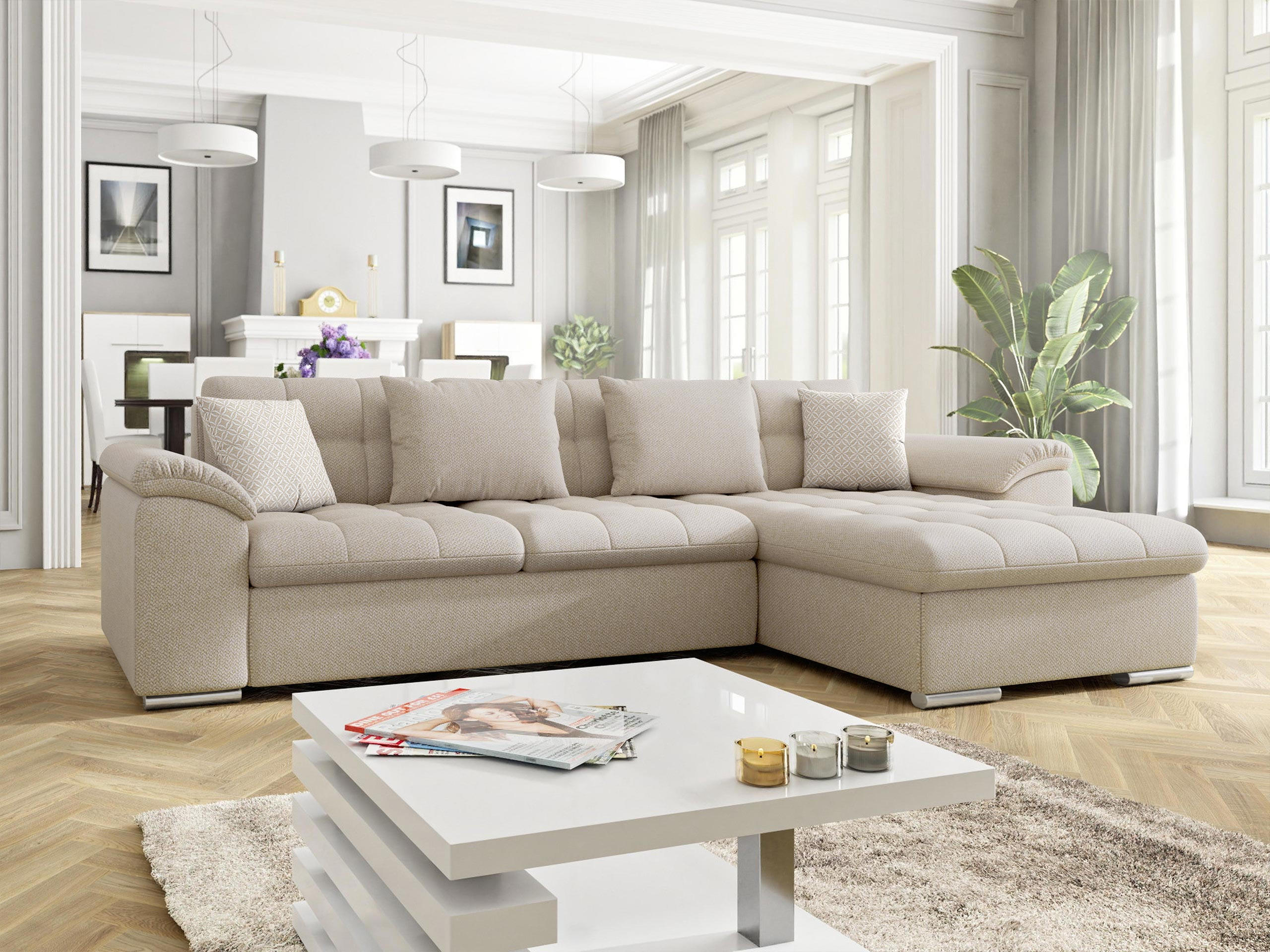 ECKSOFA Diana, Seite: Rechts - Creme, Holz/Textil (280/160cm) - MIRJAN24