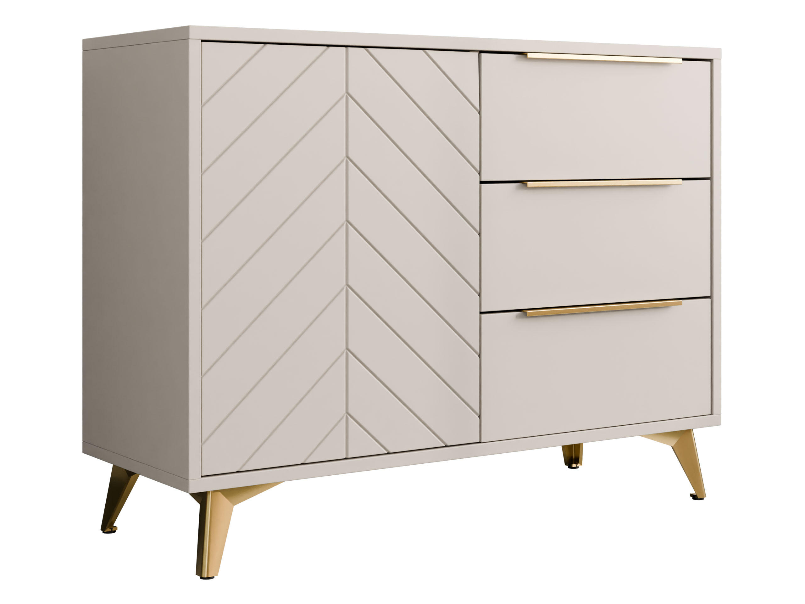 KOMMODE Xylix 100 1D3SZ - Kaschmir/Beige, Holzwerkstoff/Metall (104/80/40cm) - MIRJAN24
