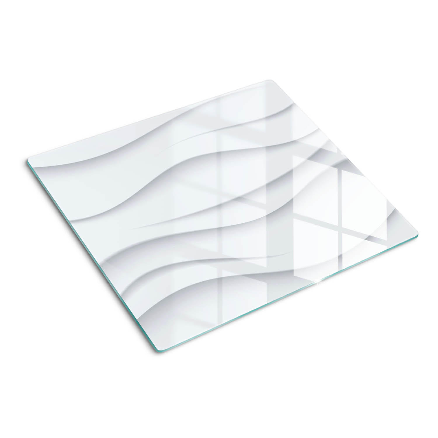 GLASPLATTE 60x52 cm Wellenabstraktion - Weiß, Glas (60/0.4/52cm) - TULUP