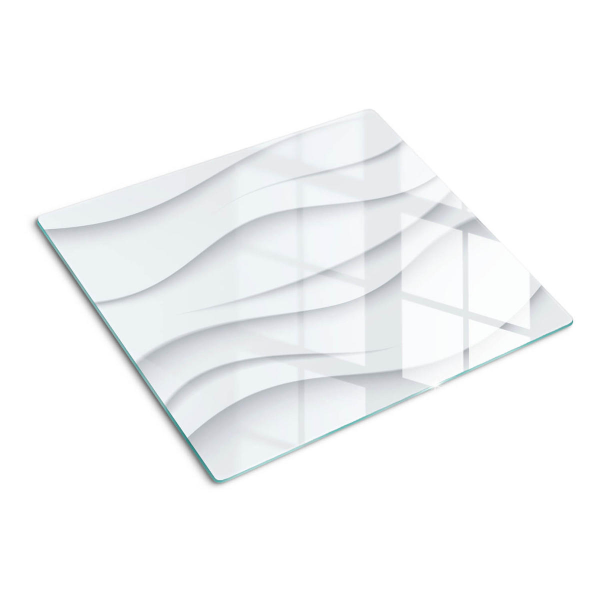 GLASPLATTE 60x52 cm Wellenabstraktion - Weiß, Glas (60/0.4/52cm) - TULUP