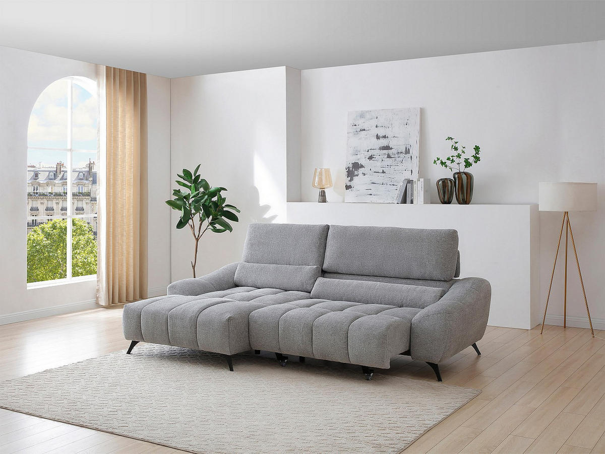 RELAXSOFA - 4 Personen - stoff - grau Elosia - Grau, Textil/Metall (270/105/175cm) - Vente-Unique