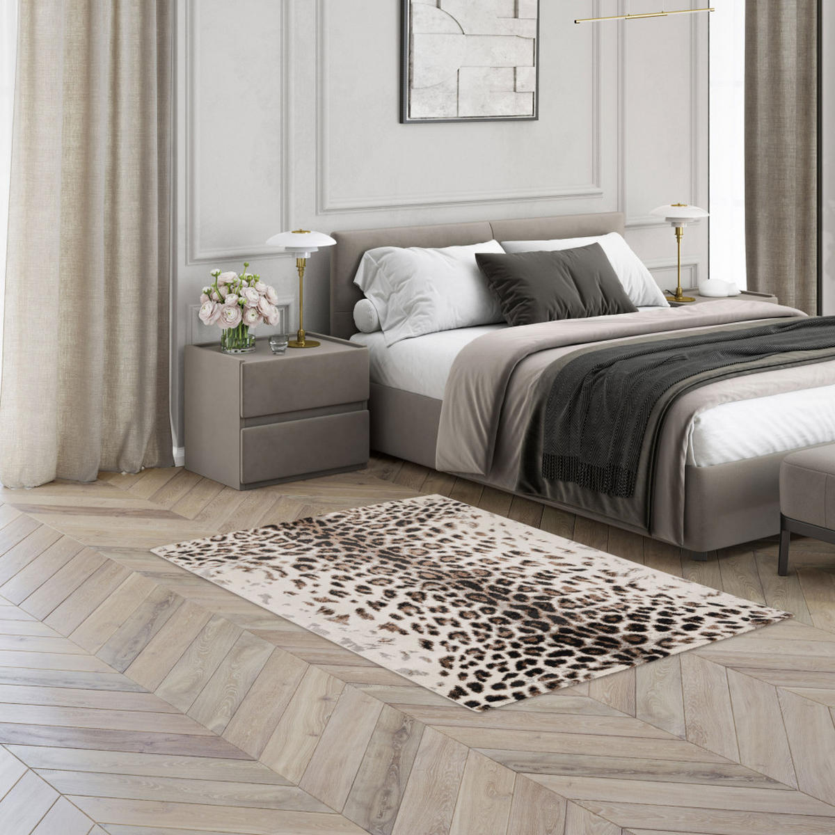 TEPPICH mit Leopardenmuster - Lepi - 200 cm x 290 cm - Braun, Kunststoff (200/290cm) - Drawer