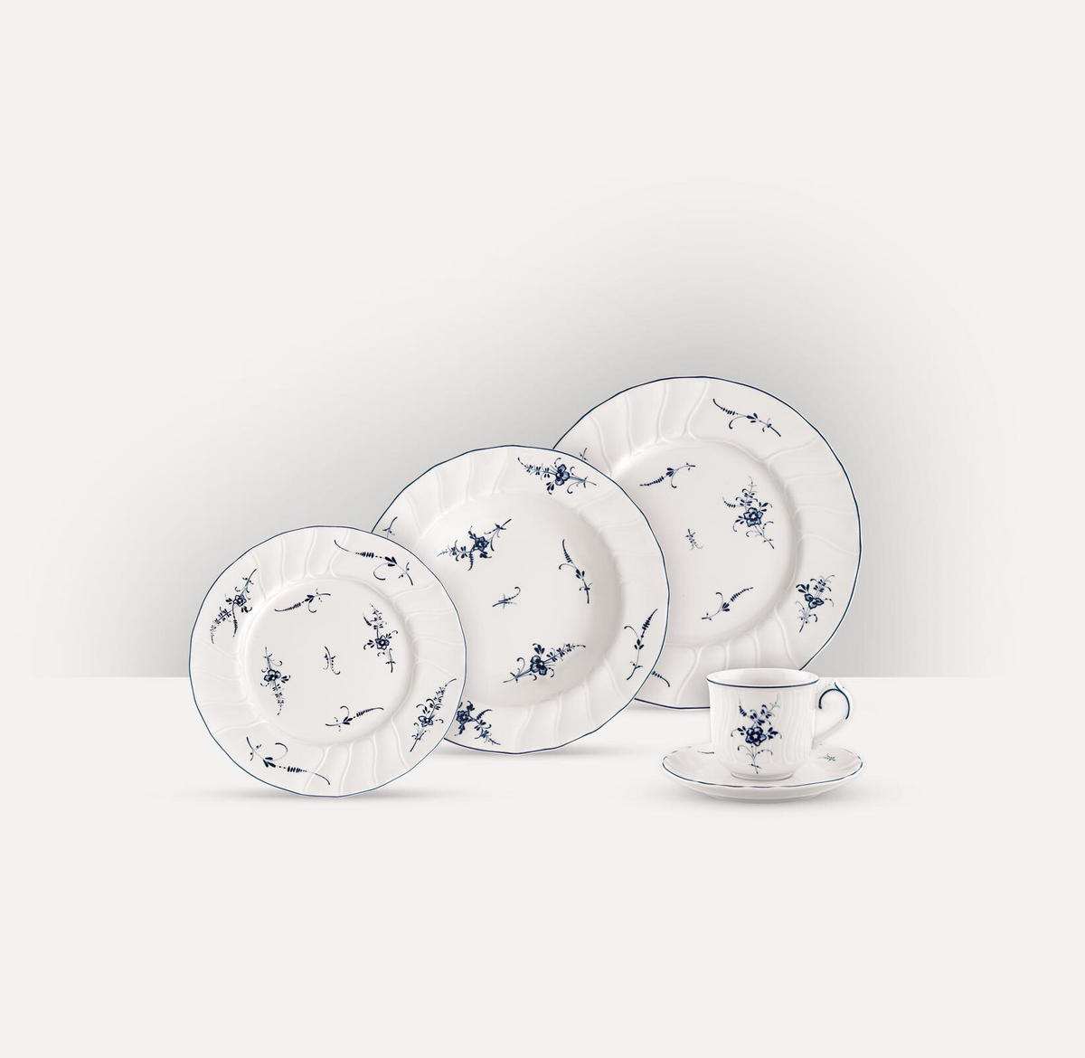 KOMBISERVICE Vieux Luxembourg weiß-blau 30er Set - Blau/Weiß, Keramik (2/2/2cm) - Villeroy & Boch