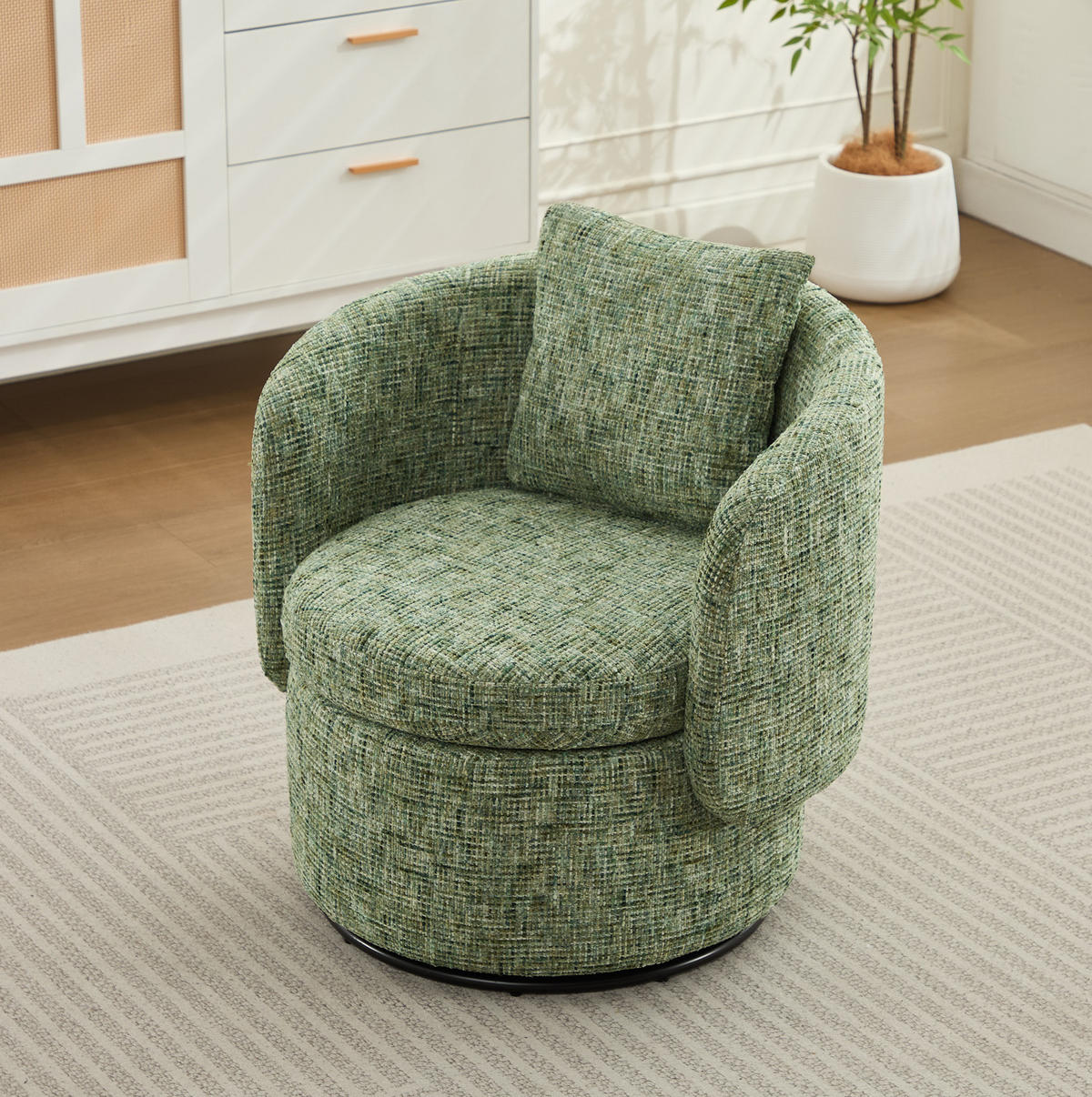 DREHSESSEL Chenille mit verstecktem Stauraum 72/66.5/76 cm Grün - Grün, Textil (66.5/76/72cm) - Redom