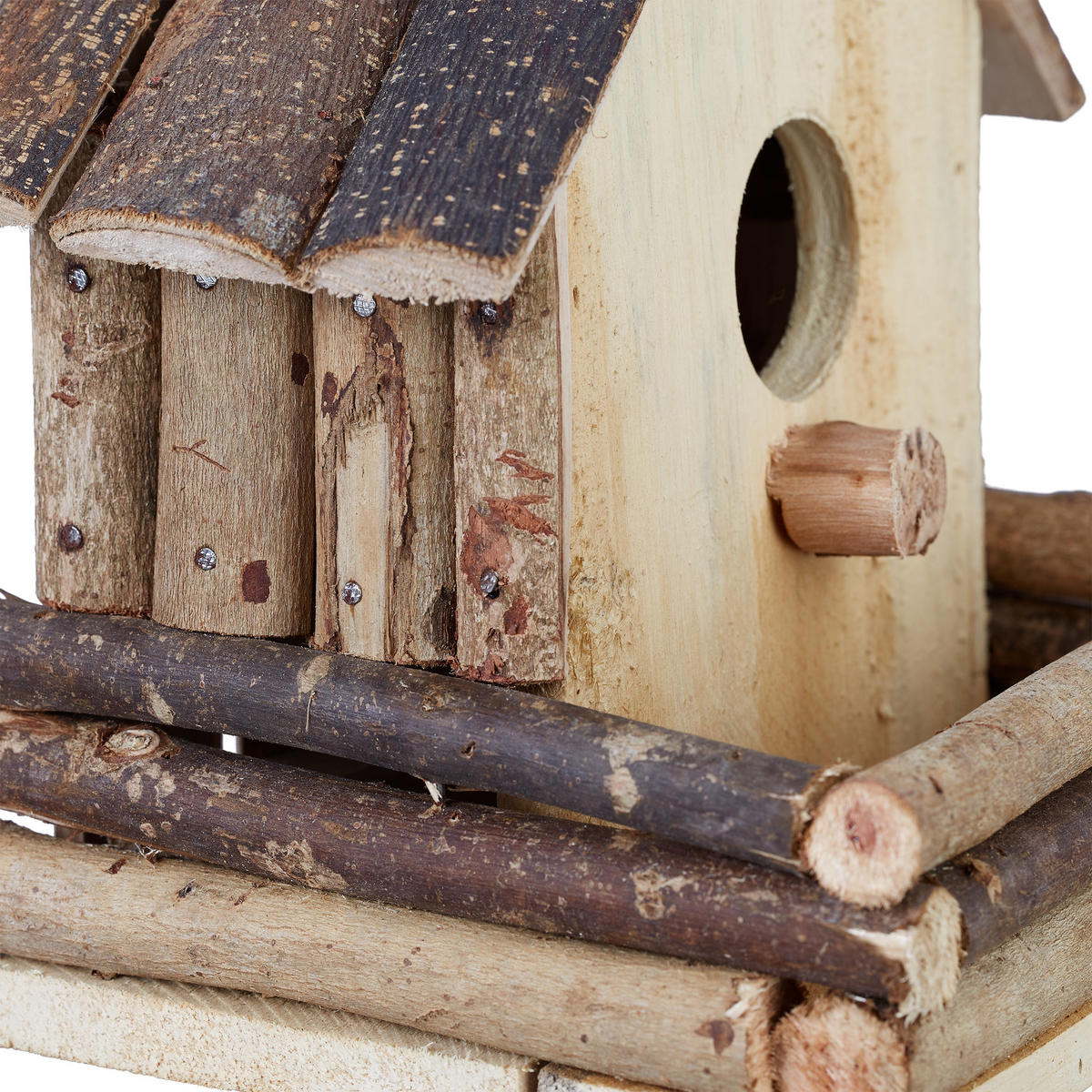 VOGELHAUS Deko - Braun, Holz (18/32/14.5cm) - Relaxdays