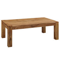 COUCHTISCH aus Akazienholz, rustikal, quadratisch, handgefertigt, Beige 110x60x40 cm - Beige, Holz (60/110/40cm) - KADIMA DESIGN