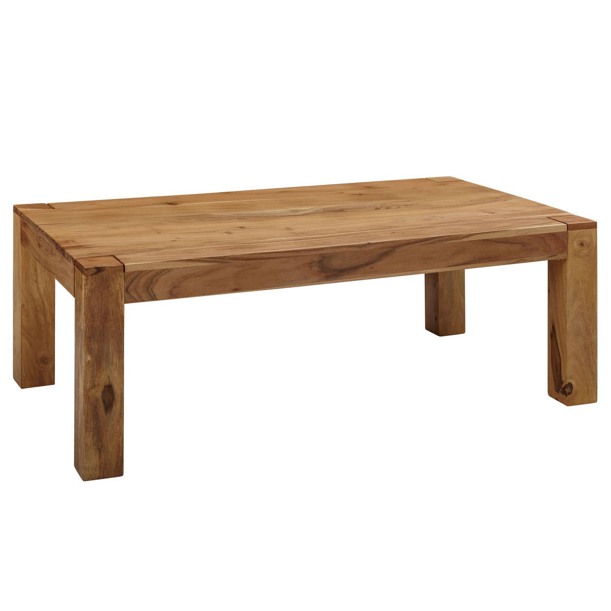 COUCHTISCH aus Akazienholz, rustikal, quadratisch, handgefertigt, Beige 110x60x40 cm - Beige, Holz (60/110/40cm) - KADIMA DESIGN