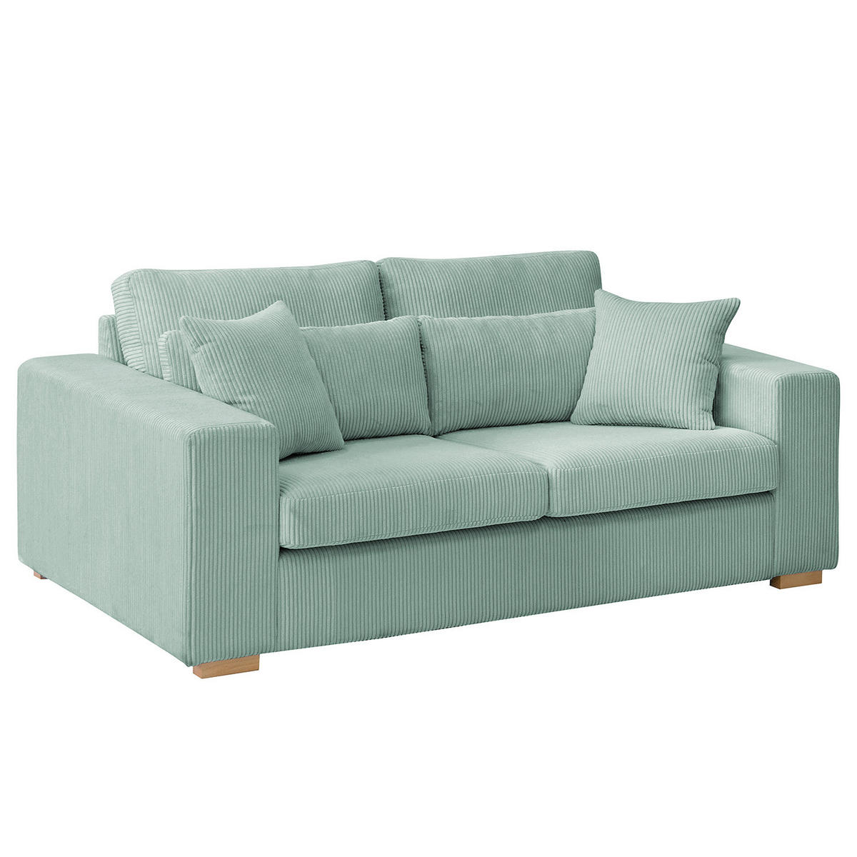 2,5-SITZER SOFA - Buchefarben/Hellblau, Holz/Buchenholz (194/85/104cm) - home24