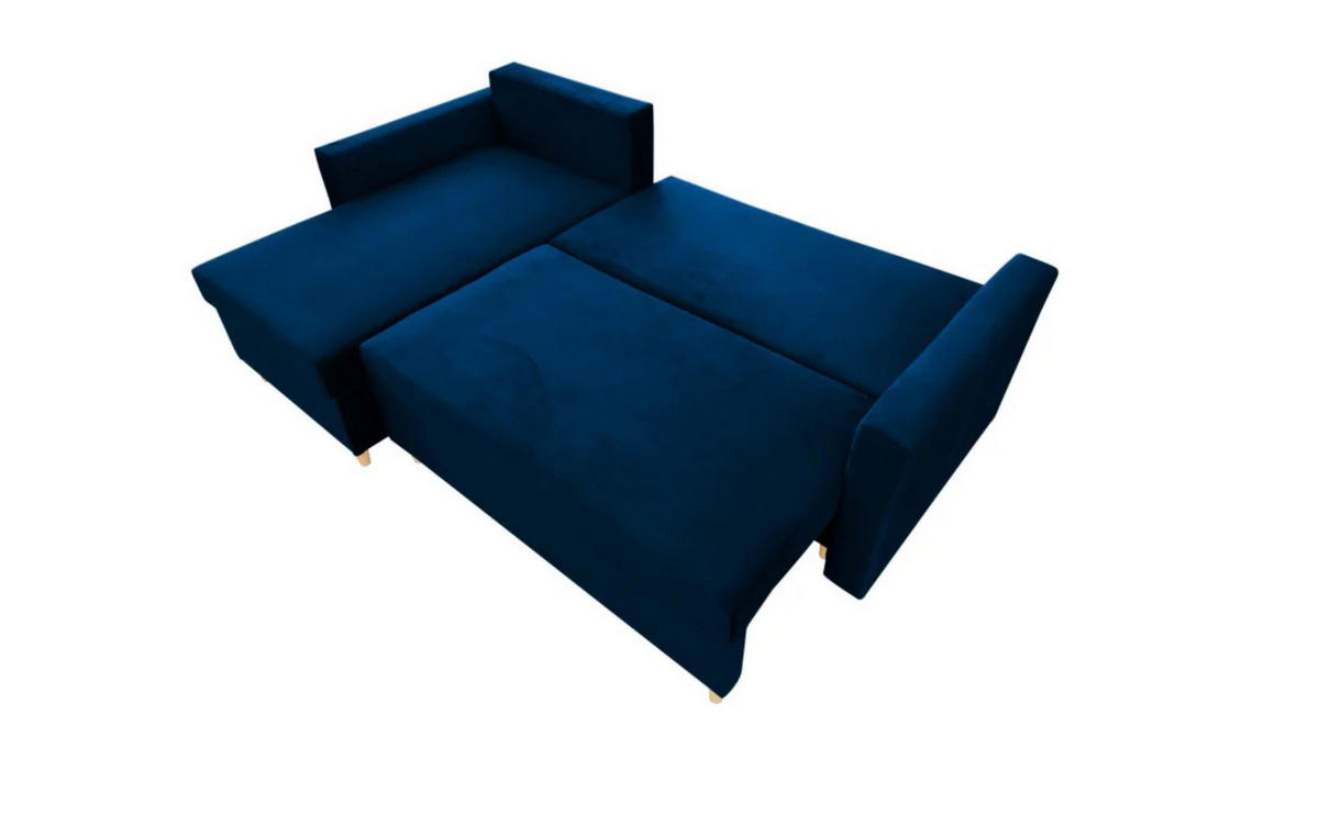 ECKSOFA MON, Blau, Veloursstoff, Ottomane Universal - Blau, Textil (222/142cm) - Sepro Meble