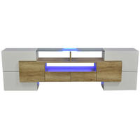 TV Lowboard LED 200 cm, Glasoberfläche, Holz - Weiß, Holz (200/60/30cm)