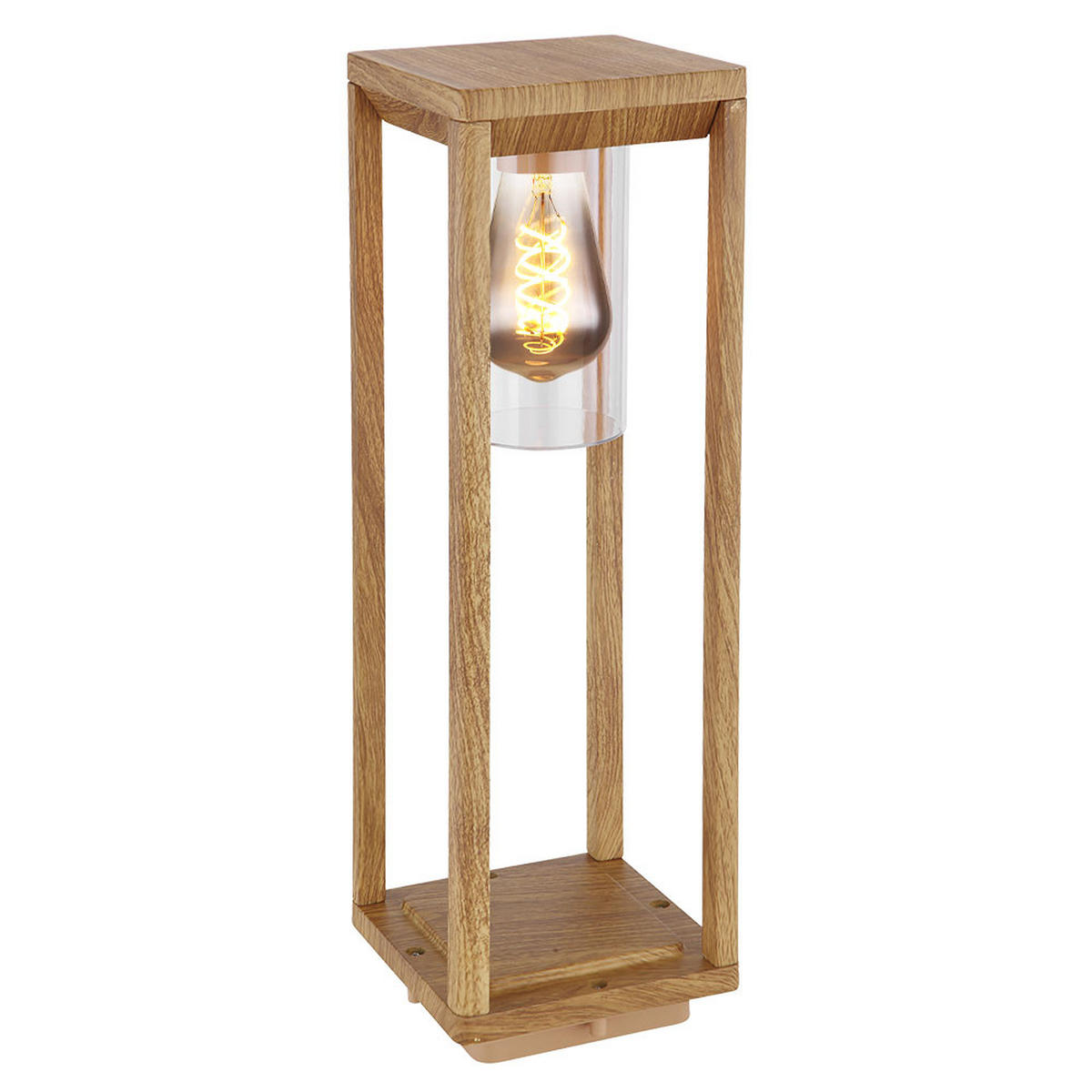 LED SOCKELLEUCHTE Aluminium Holzoptik Braun - Braun, Metall (15/15/50cm) - Globo Lighting