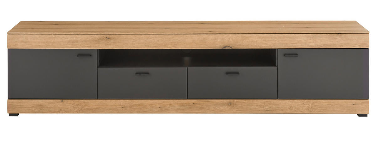 TV-LOWBOARD in Eiche, grau 200 cm, TV Unterschrank XXL mit Soft-Close - Kaschmir/Eichefarben, Holzwerkstoff/Kunststoff (200/48/45cm) - Furn.Design