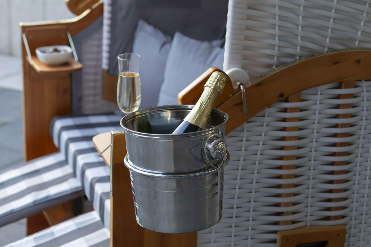 CHAMPAGNERKÜHLER für Strandkörbe - Silberfarben, Metall (23/21cm) - bene living