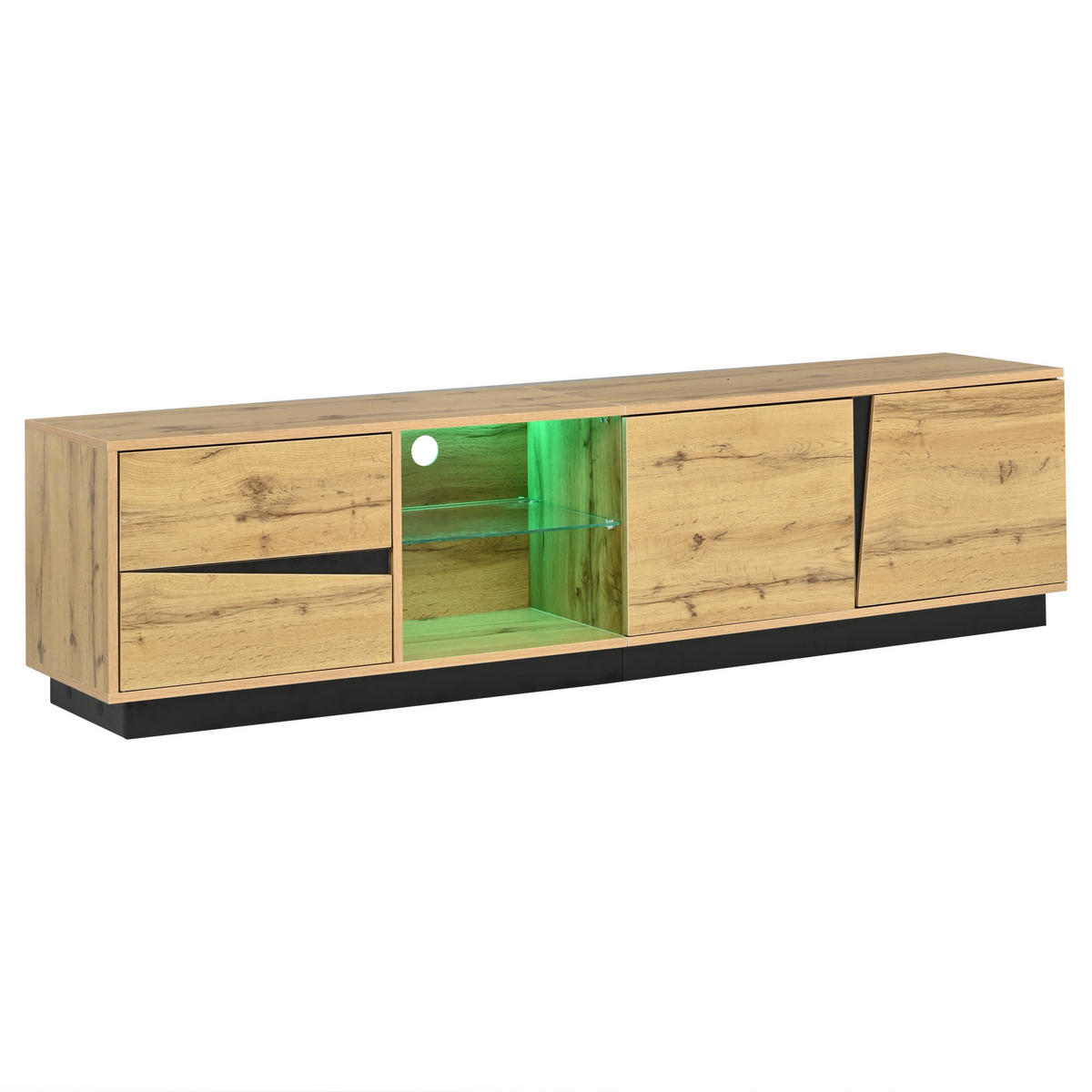 TV-LOWBOARD 170cm MDF Weiß Riffel-Optik 5 Türen Eisenfüße & Griffe - Naturfarben, Holzwerkstoff (180/45/35cm) - Urban Meuble