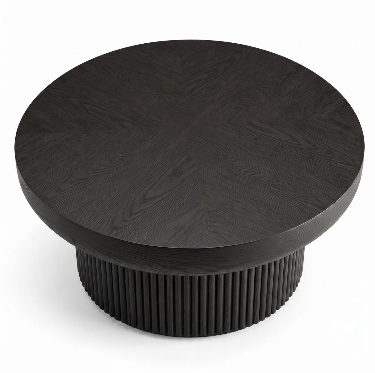 COUCHTISCH aus Holzwerkstoff 78x78x38 cm und Massivholz Schwarz mit geriffeltem Rundfuß - Schwarz, Holzwerkstoff (78/78/38.5cm) - IVMEU
