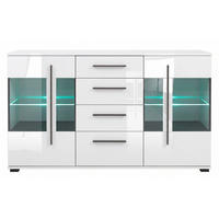 SIDEBOARD Cantara weiß / schwarz 150 / 42 / 86cm - Weiß Hochglanz/Schwarz, Holz/Holzwerkstoff (150/86/42cm) - Feldmann-Wohnen