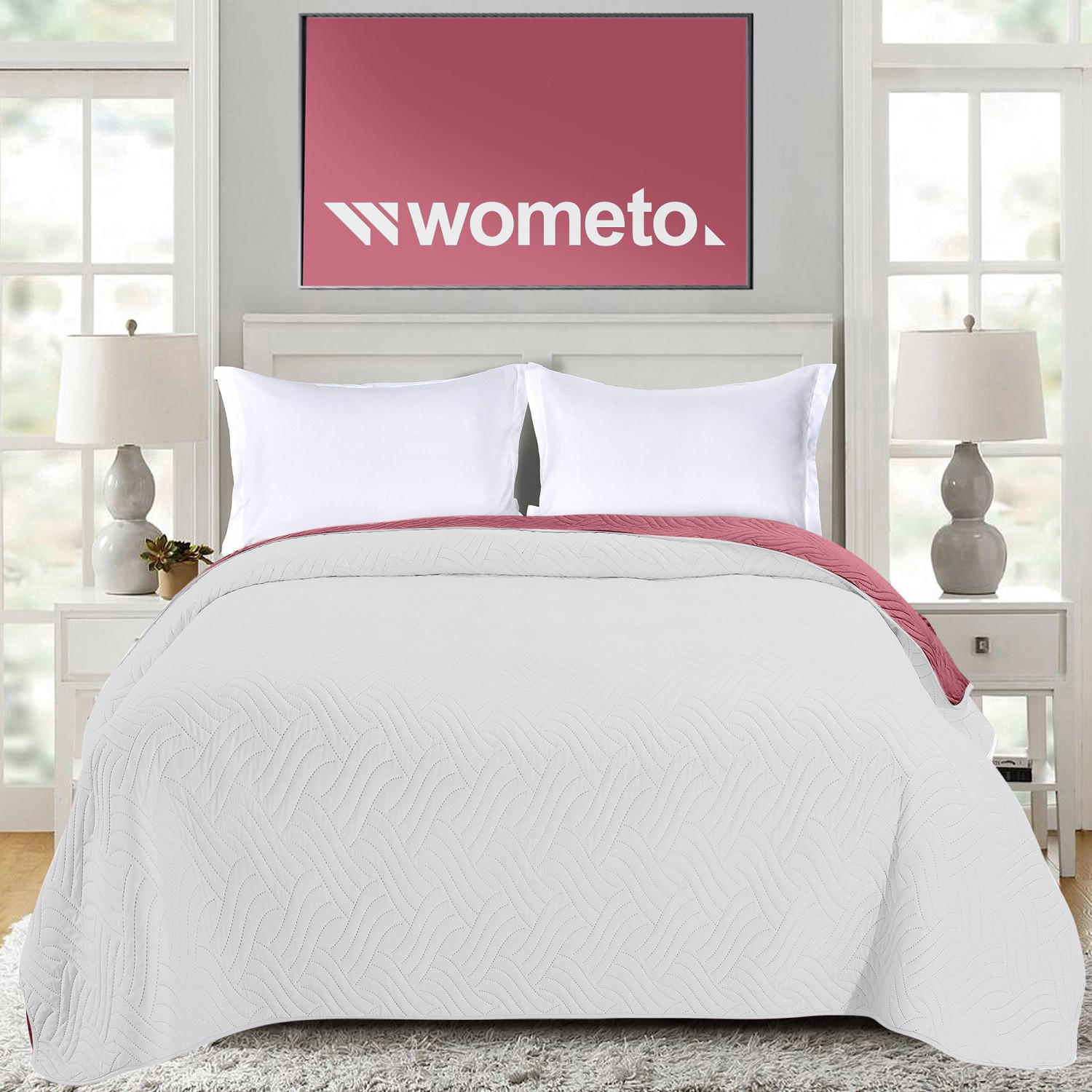 Thumbnail - wometo Tagesdecke, Pink, Textil, 170x210 cm, Oeko-Tex®, Schlaftextilien, Bettwäsche, Tagesdecken