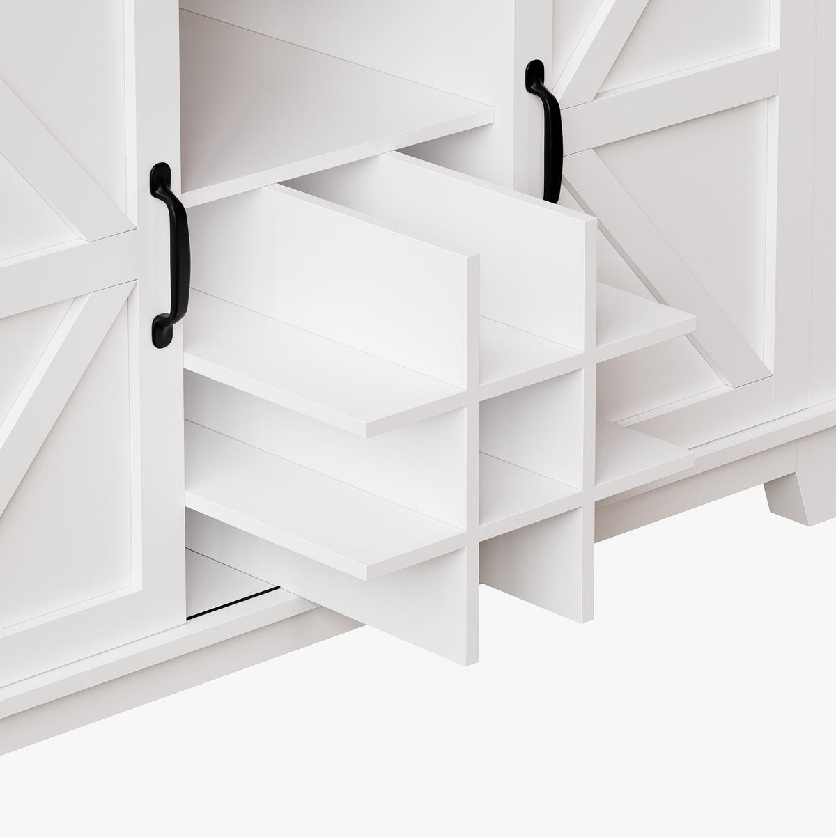 BUFFET 105/180/38,4 cm Weiß aus MDF mit LED-Beleuchtung - Weiß, Holzwerkstoff (38.4/180/105cm) - OKMYHOME