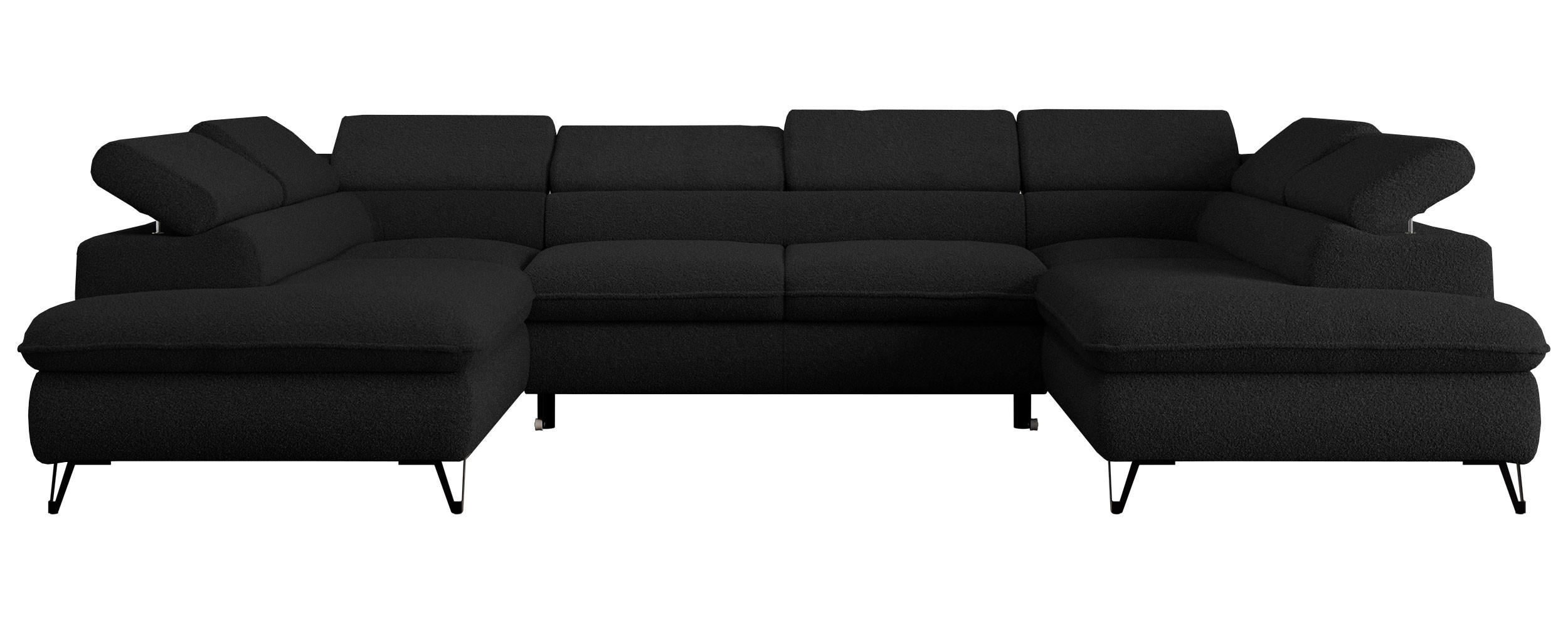 WOHNLANDSCHAFT PETER U Boucle Schwarz - Schwarz, Textil/Metall (346/76/208cm) - MKS