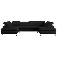WOHNLANDSCHAFT PETER U Boucle Schwarz - Schwarz, Textil/Metall (346/76/208cm) - MKS