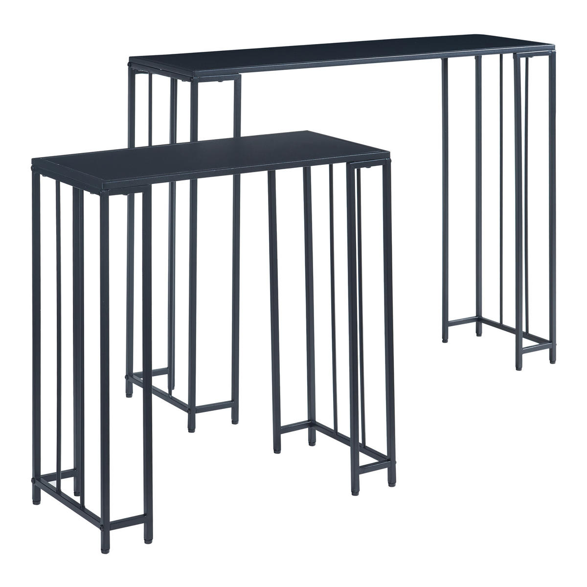 BEISTELLTISCH-SET 2 TLG. Ørsta - Schwarz, Holzwerkstoff/Metall (30/100/80cm) - [en.casa]