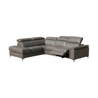 ECKSOFA Avenger Echtleder mit 1 x Relaxfunktion Greige - Greige, Leder/Metall (224/81/271cm)