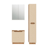 BADMÖBEL-SET Lotta Eiche/Kaschmir mit Kachelstruktur 3 Teile - Kaschmir, Holzwerkstoff (59.8/62.1/32cm) - Vicco