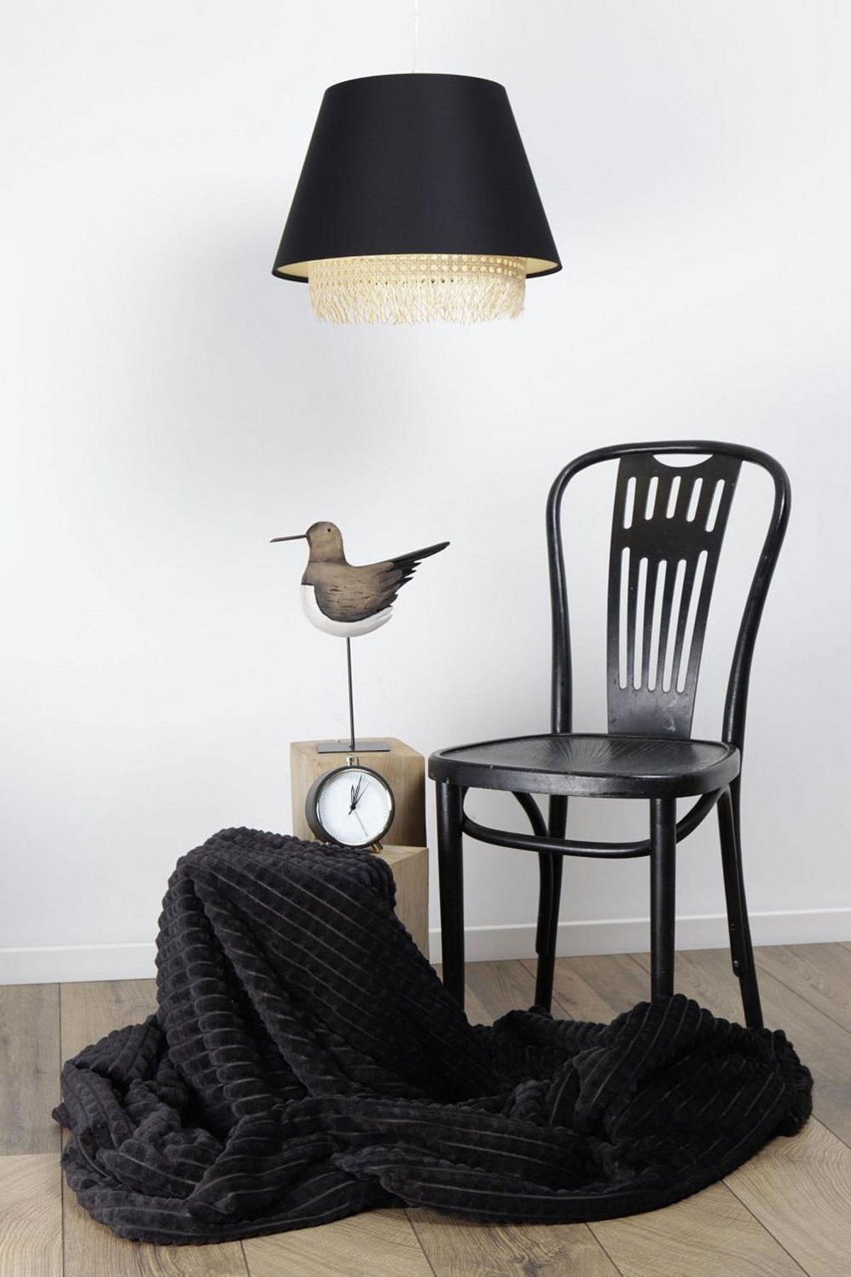HÄNGELEUCHTE Schwarz 40/32 cm - Schwarz, Naturmaterialen (40/1.3/32cm) - ONZENO