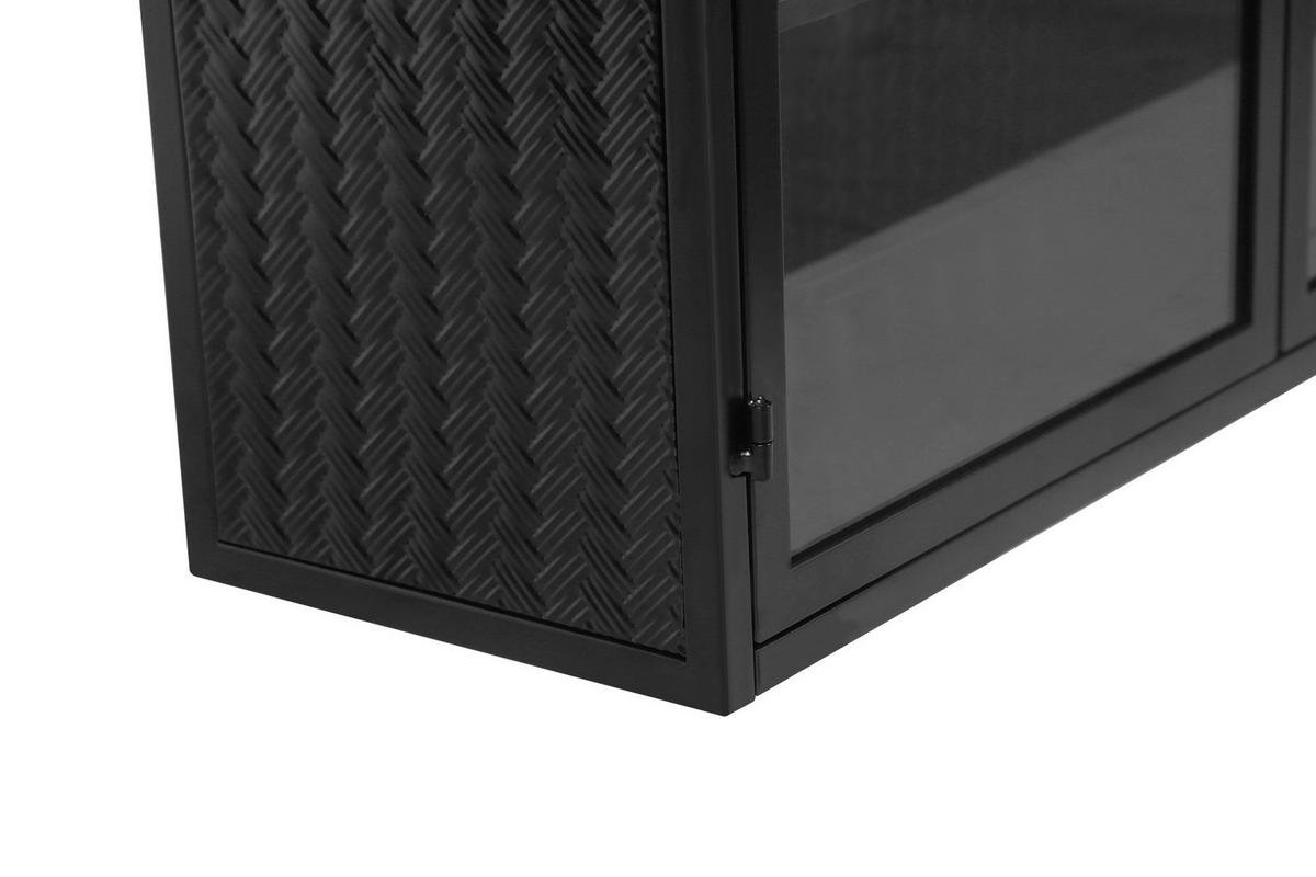 KÜCHENOBERSCHRANK 70x23x60 cm Schwarz aus Metall & Glas mit gewebtem Design & 3 Ablagen - Schwarz, Glas (70/60/23cm) - Modfu