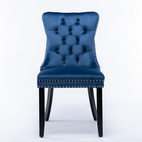 ESSZIMMERSTUHL Samt Blau mit hoher Rückenlehne Massivholz 2er-Set - Blau, Metall (50/95/65cm) - Meubliv